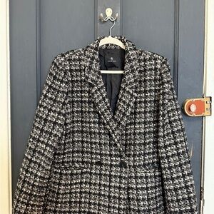 Women's Anine Bing Black and White Tweed Houndstooth Blazer